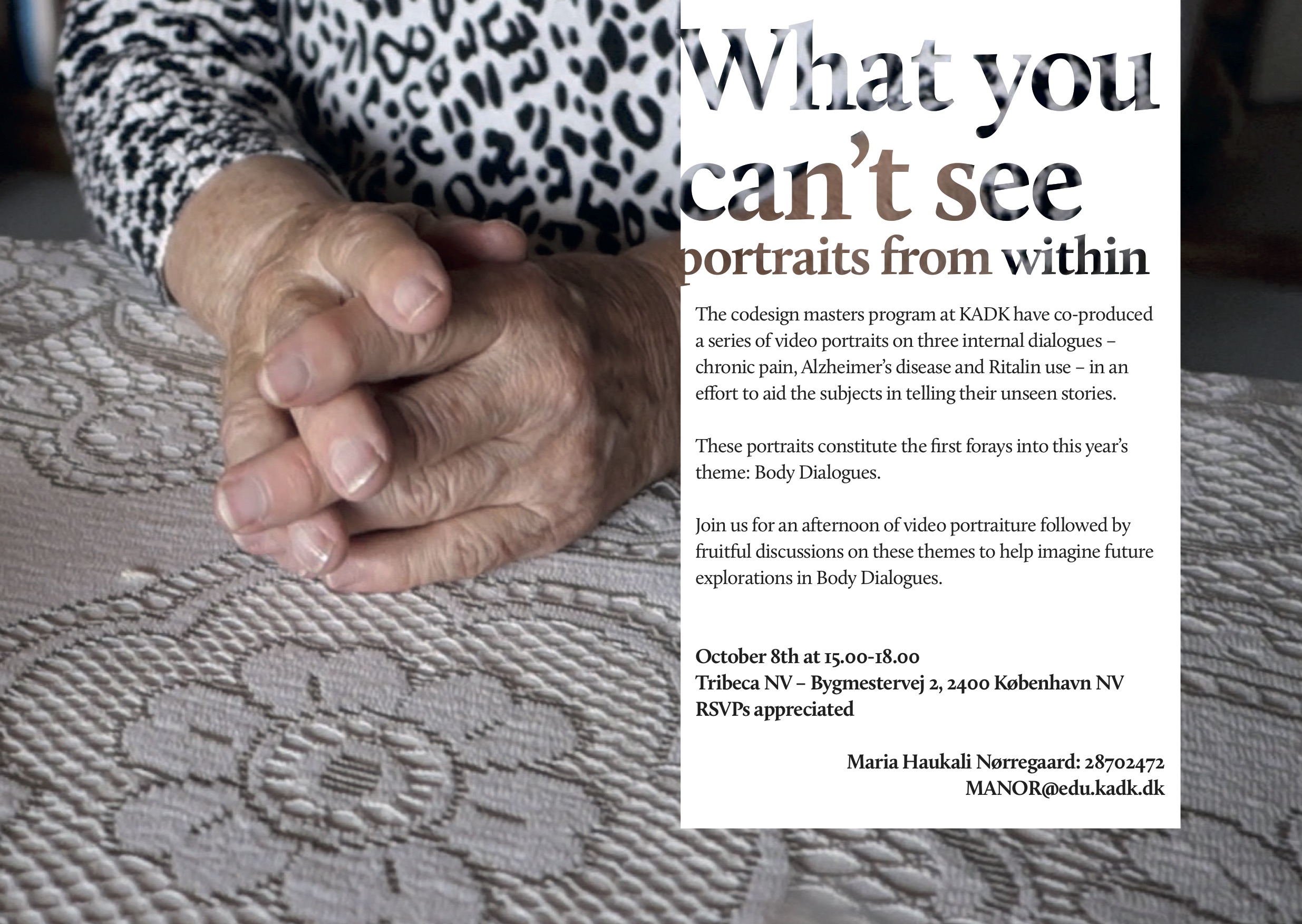 invitation for event: "What you can't see: Portraits from within"